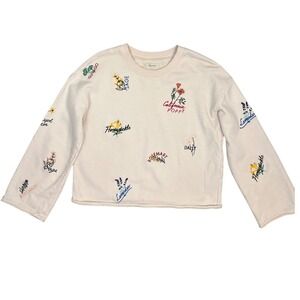 Madewell Botanical Floral Embroidered Sweatshirt Pink L2953 Womens Small